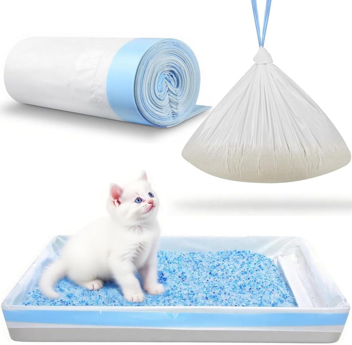 24 Pack Litter Box Liners Compatible with Safe Pets Scoopfree Cat Litter Box Tray Refill, Large Cat Waste Poop Bags with Anti-scratch Cardboard and Drawstring Heavy Tear-resistant- 37" x 16" - Image 12