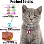 Demonstration of the easy clip lobster clasp attachment mechanism on a lightweight kitten collar charm.