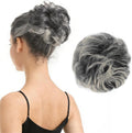 BARSDAR human hair bun extension gray mixed front view
