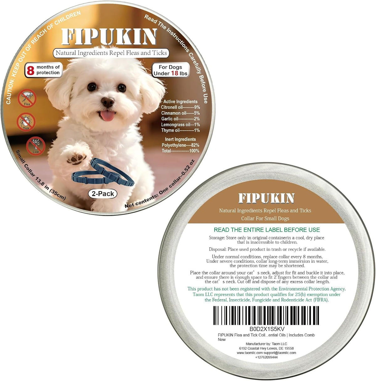 Fipukin 8 month protection flea collar set