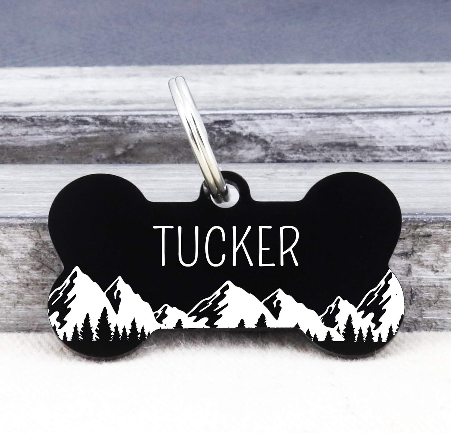 Ultra Joys personalized dog name tag large bone shape attached to a collar