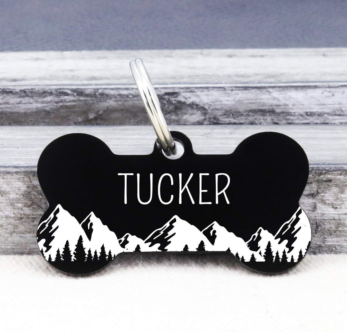 Ultra Joys personalized dog name tag large bone shape attached to a collar