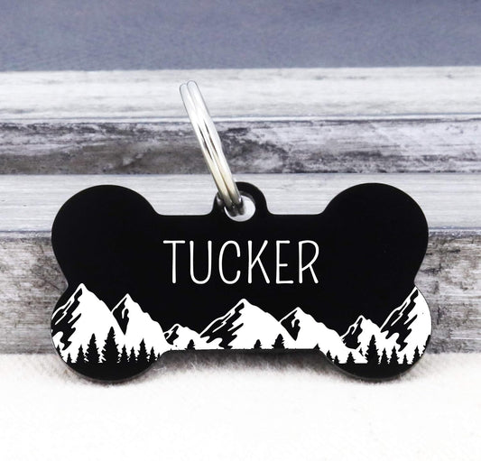 Ultra Joys personalized dog name tag large bone shape attached to a collar