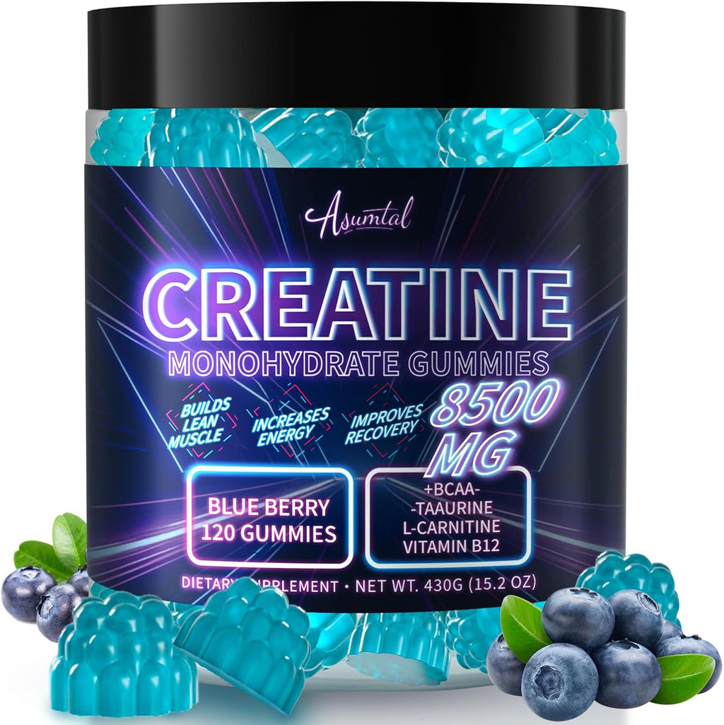 Asumtal creatine monohydrate gummies front view bottle