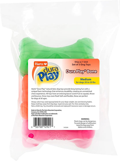 Hartz DuraPlay Bone Squeaky Latex Dog Toy for Medium Breeds, 3 Pack - Image 9