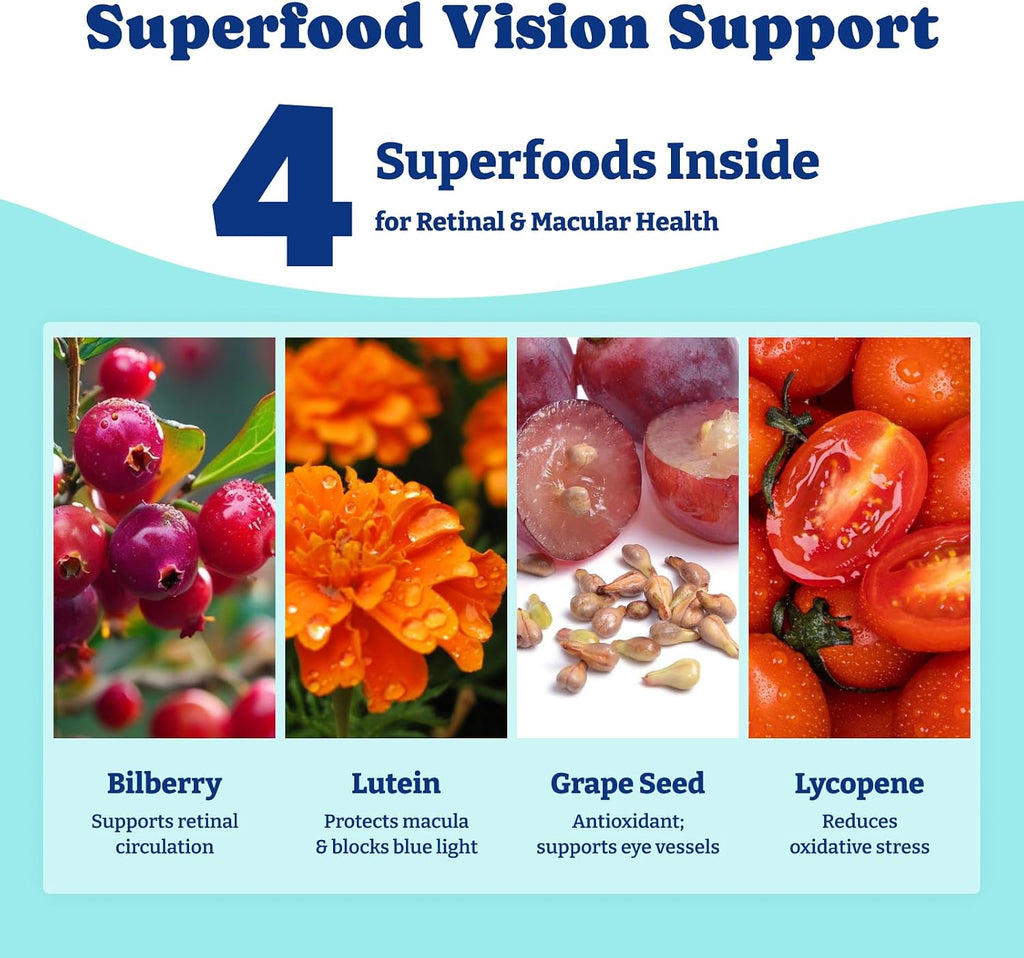 Premium USA imported dog eye vitamins jar displaying ingredient details