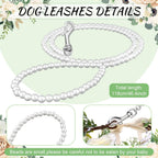 Beaded pearl dog leash with stainless steel wire