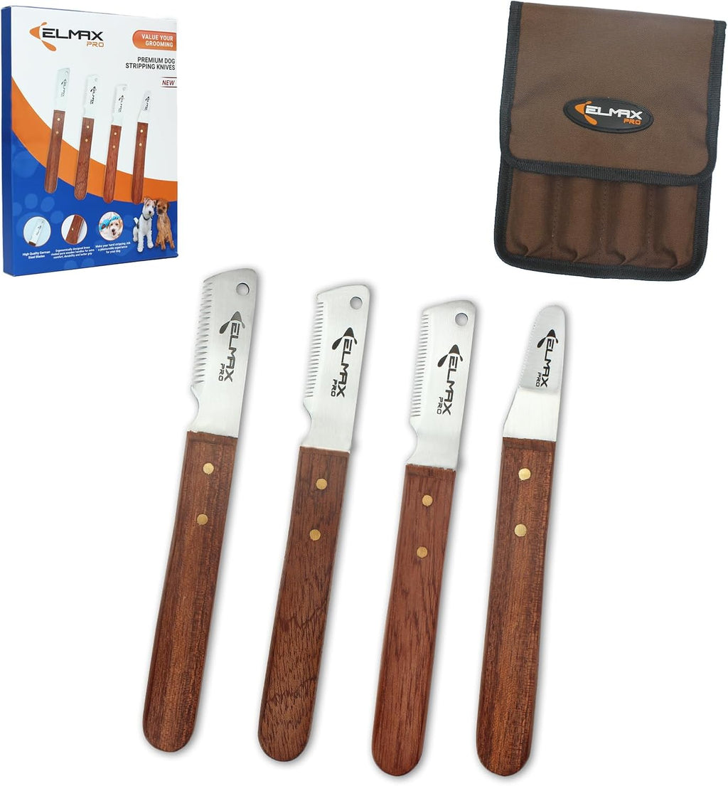 Complete packaging view of the authentic Elmax Pro right handed rosewood stripping tools imported from the USA