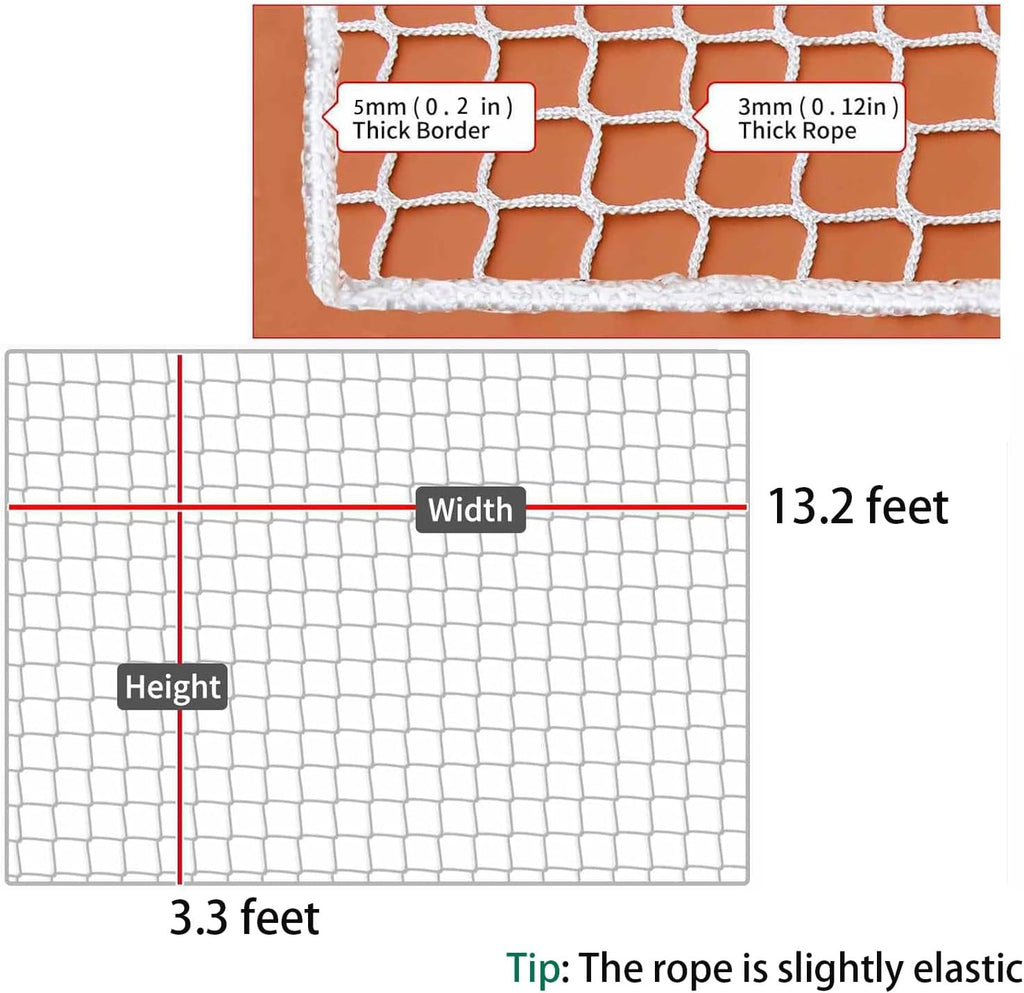Agona white safety netting close up highlighting the durable thickened polyester mesh material.