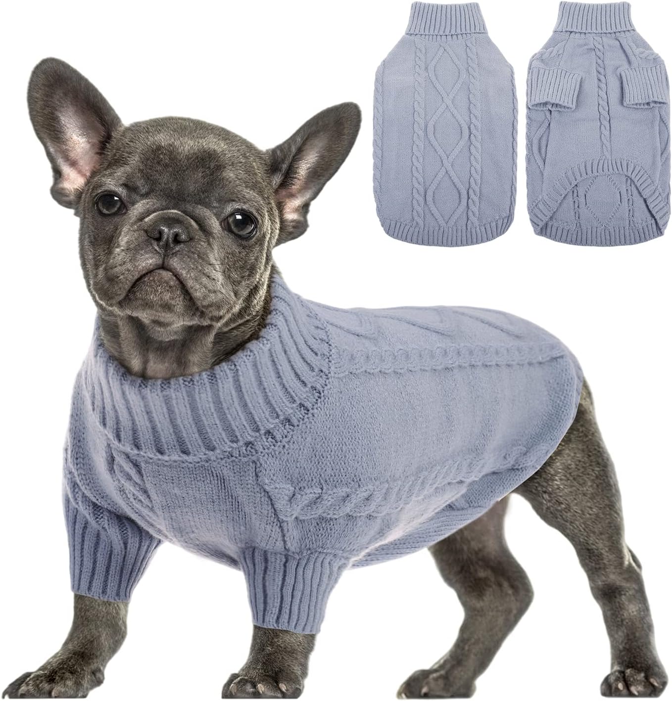 Queenmore Small Dog Pullover Sweater, Cold Weather Cable Knitwear, Classic Turtleneck Thick Warm Clothes for Chihuahua, Bulldog, Dachshund, Pug, Yorkie (Pink, Small) - Image 10