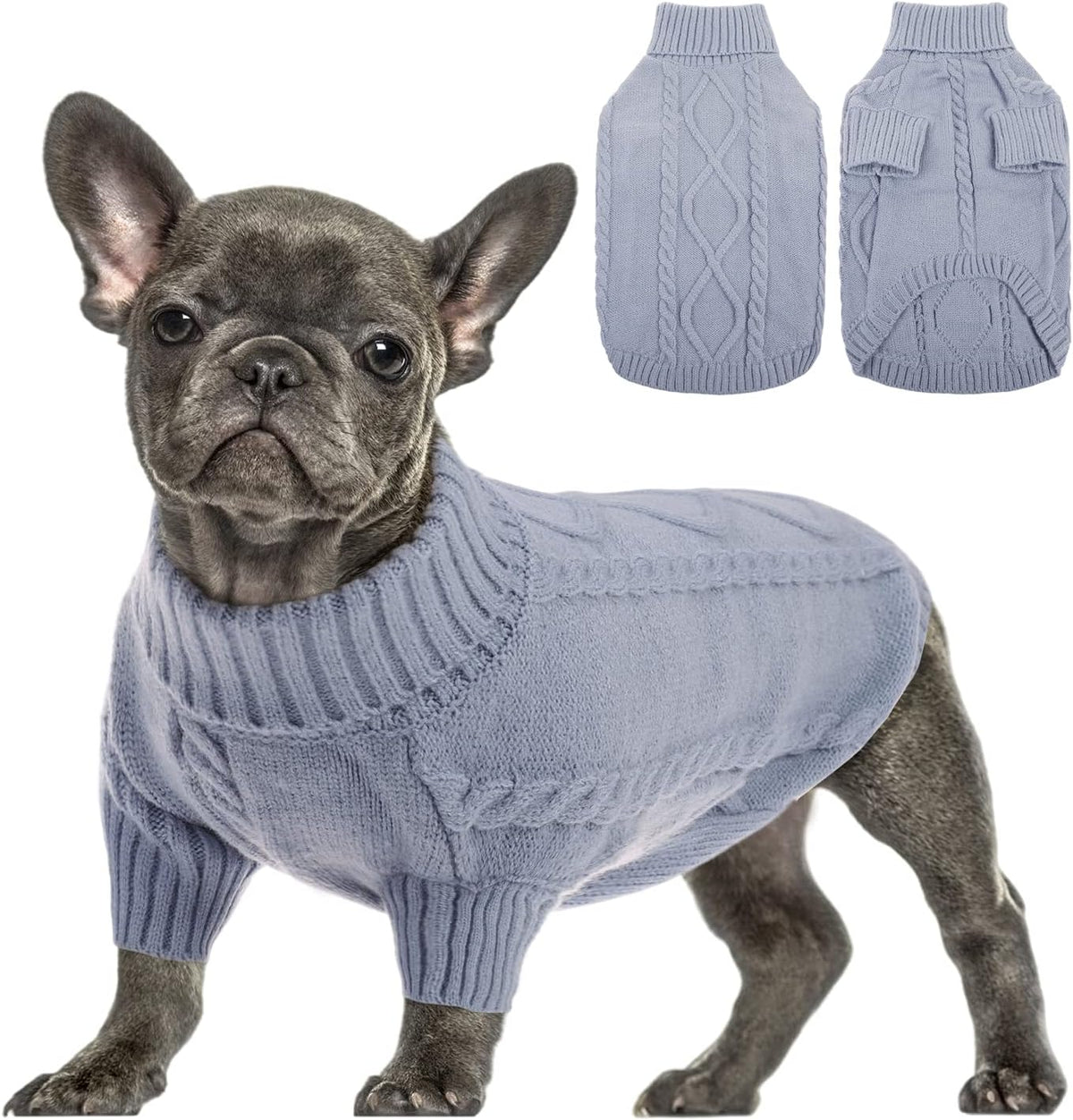 Queenmore Small Dog Pullover Sweater, Cold Weather Cable Knitwear, Classic Turtleneck Thick Warm Clothes for Chihuahua, Bulldog, Dachshund, Pug, Yorkie (Pink, Small) - Image 10