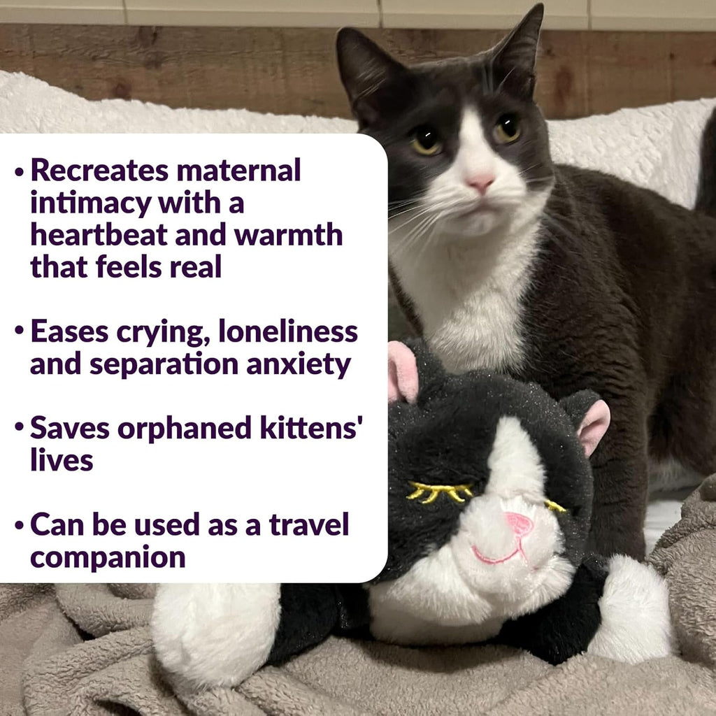 Authentic Snuggle Puppie kitten anxiety relief plush showing included heat pack