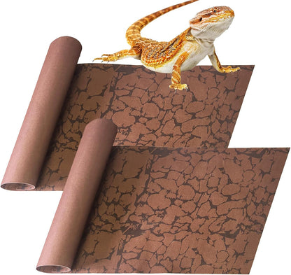 BNOSDM reptile carpet mat front view of brown rock pattern bedding
