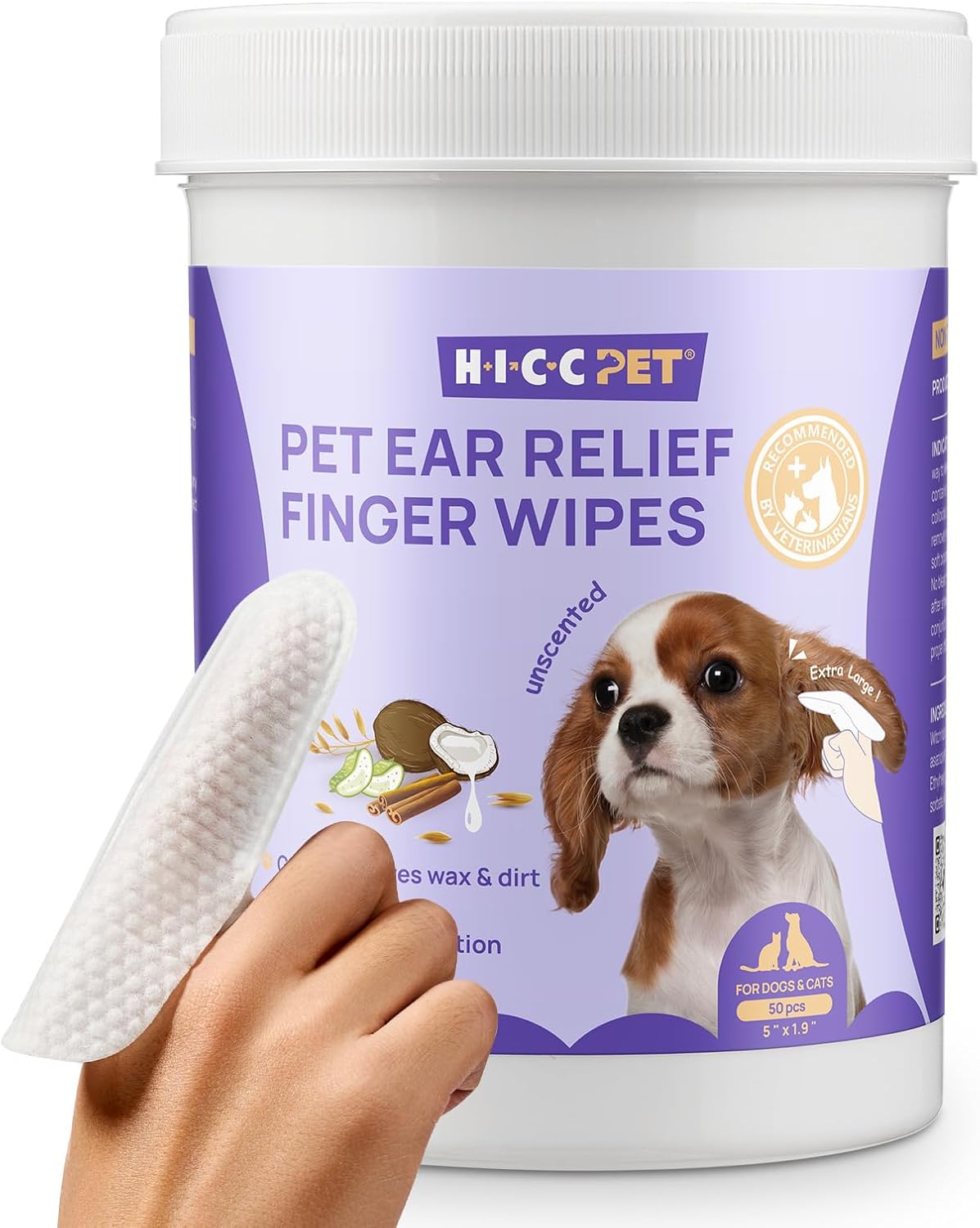 HICC PET Ear Cleaner Finger Wipes for Dogs, Cats, Small Animals, Vet-Trusted Dog Ear Infection Treatment to Relief Itchy & Inflammation, Clean Wax, Dirt, Stain & Odor, Hypoallergenic(Coconut Scent) - Image 10