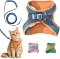 Generic escape proof cat harness front view on a blue vest