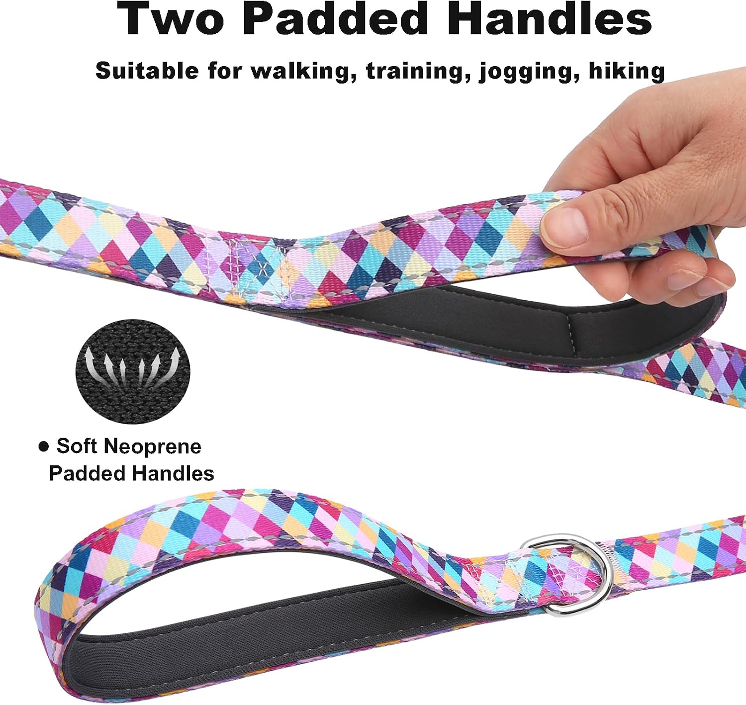 Six feet dog training lead with heavy duty rotating alloy swivel clasp.