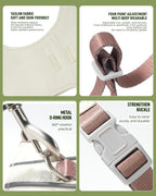 Escape proof cat harness with double protection velcro wraps and quick release buckle.