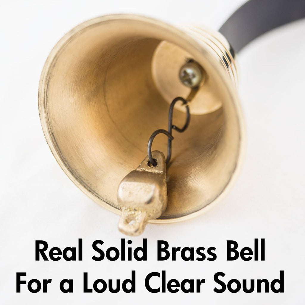 Regirock brass dog training bell hanging on a residential door