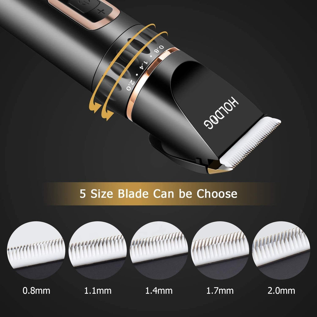 HOLDOG heavy duty dog grooming clippers being used on a large dog coat