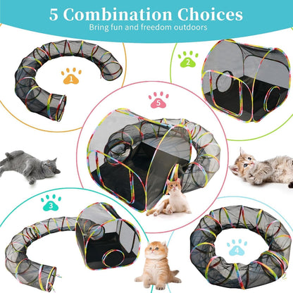 Folded Naielfopet cat tent playground being packed into its custom compact storage bag