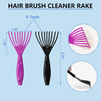 Specialized nine-tooth hair brush cleaner tool removing trapped fur from the slicker brush