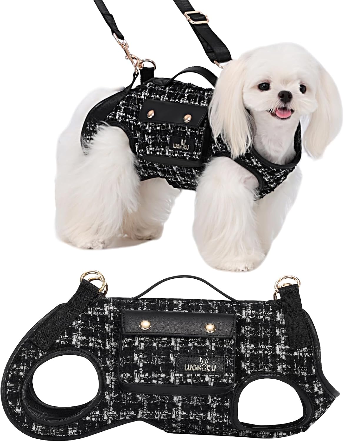 Wakytu Dog Lift Harness Dog Carrier VES Harness Adjustable Leash with Small Puppy Treat Bag,Fits Most Cars,L - Image 10