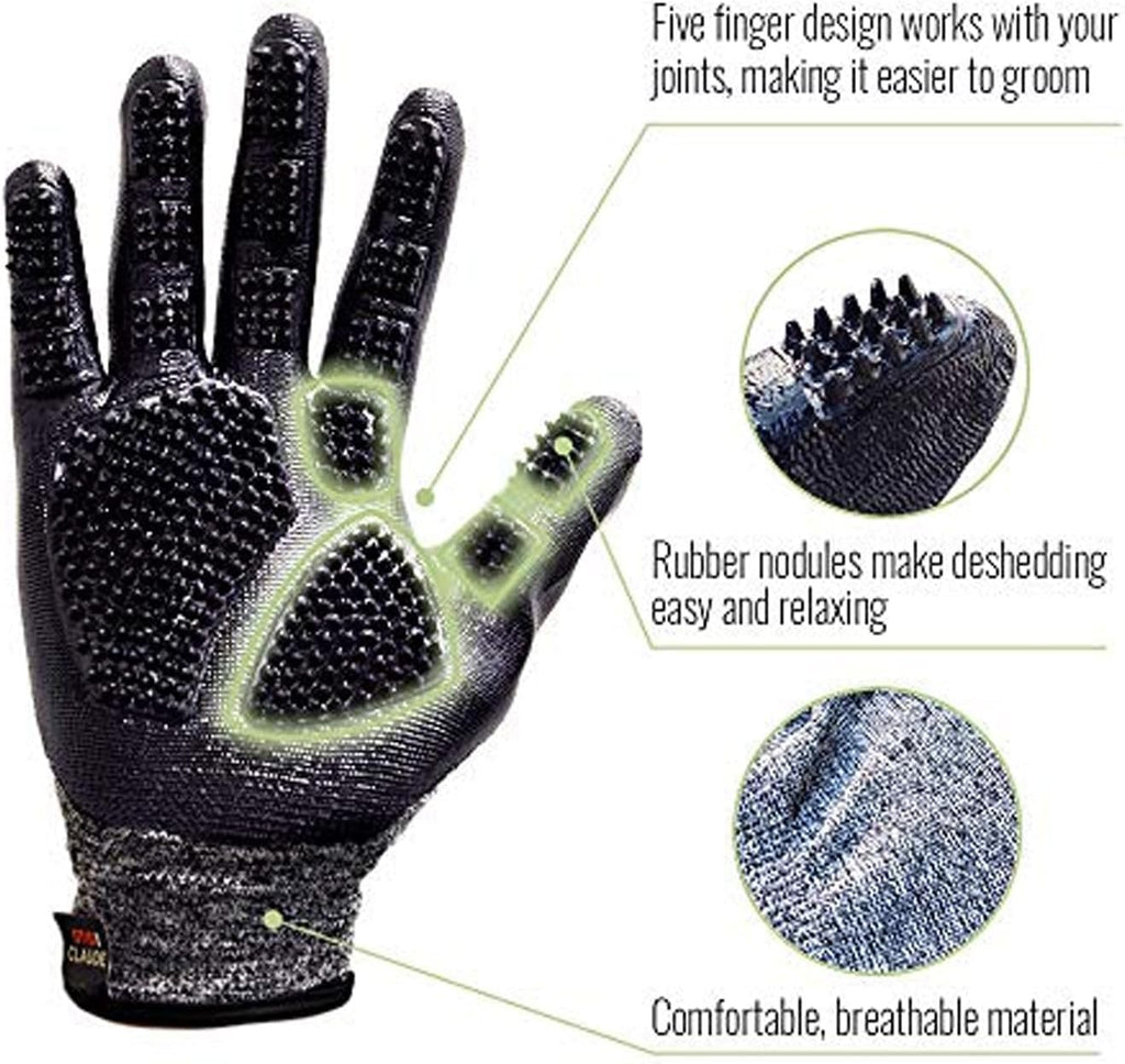 Otis and Claude five finger design pet grooming glove pair