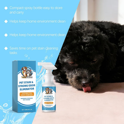 Resolve strong odor eliminator spray bottle angled view highlighting pet safety info.