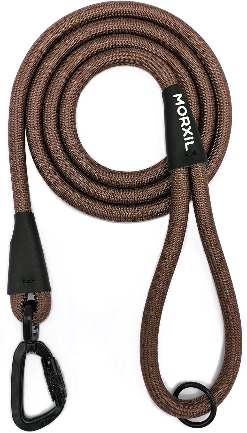 Rope Dog Leash, 6 Foot Heavy Duty Dog Leash with Aviation Aluminum Auto Locking Carabiner, Strong Nylon Pet Lead for Small, Medium, Large Dogs (Black, 6FT) - Image 12