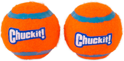Two Chuckit! 3 inch tennis balls for large dogs