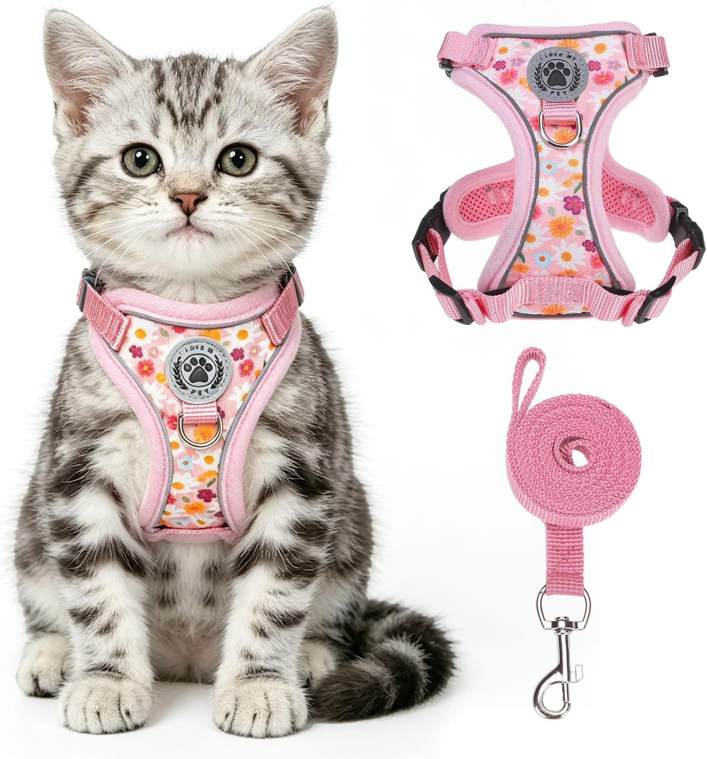 BEAUTYZOO Cat Harness, Escape Proof Cat Harness and Leash Set for Walking, Soft Breathable Vest Harness with 3 Buckles Adjustable,Reflective Easy Control Kitten Harness for Cats (Tie Design),Black S - Image 10