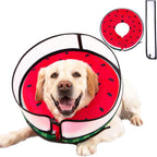 Mariyago inflatable dog cone collar watermelon large front view on a golden retriever