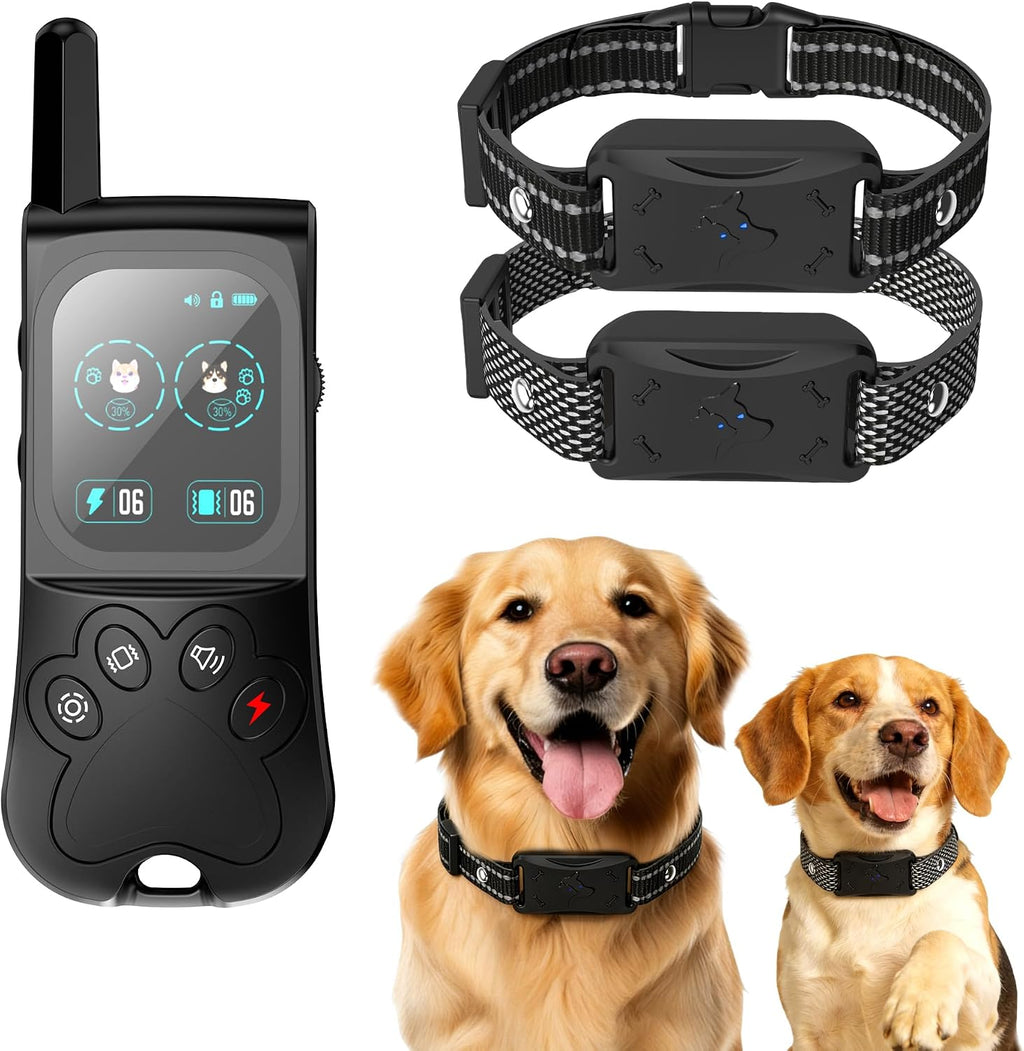 Back view of the sleek black paw design transmitter for wireless dog boundary