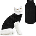PUPTECK winter cat sweater coat front view black cable knit pet apparel