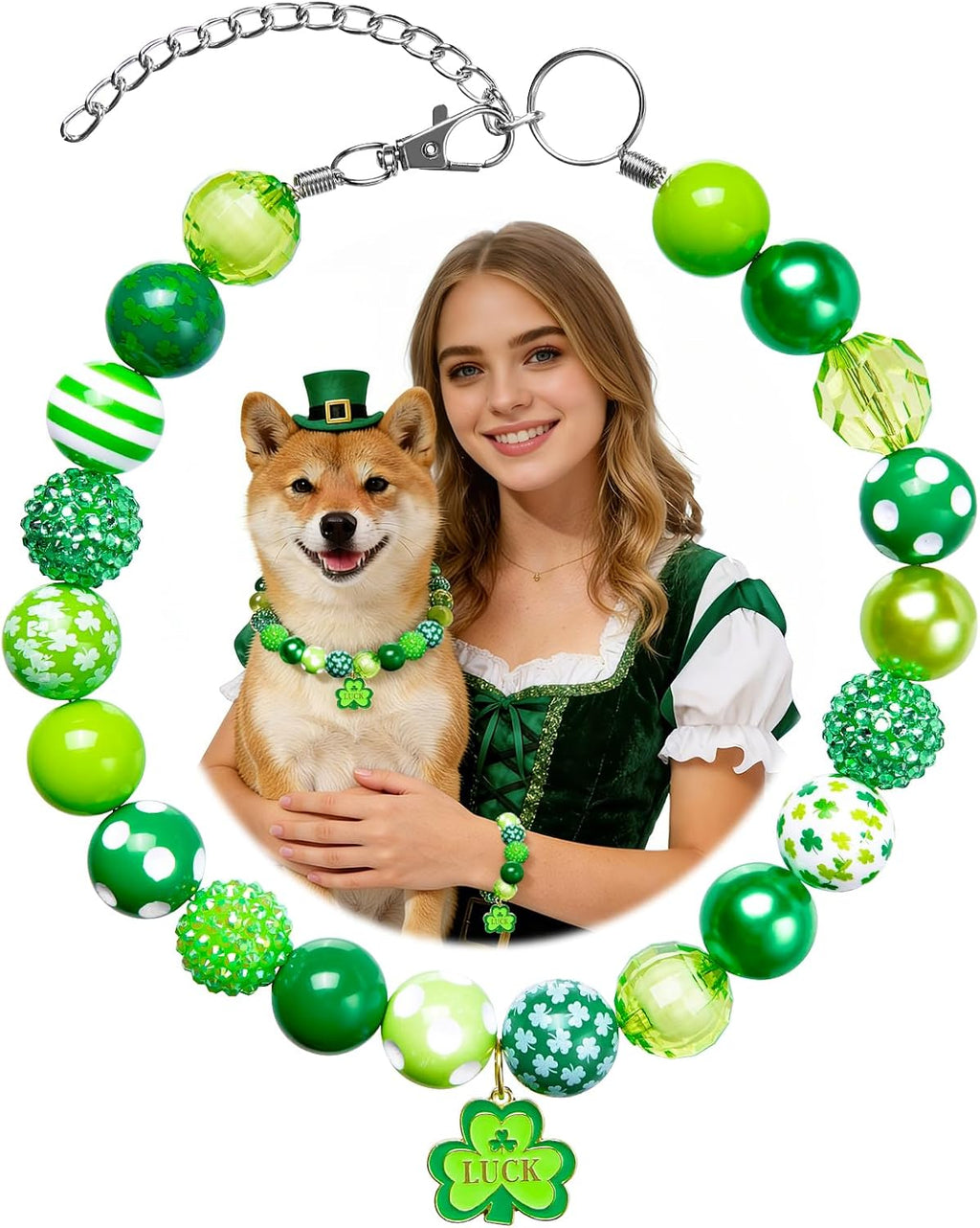 Evoonlyn brand holiday pet jewelry highlighting the removable festive charms