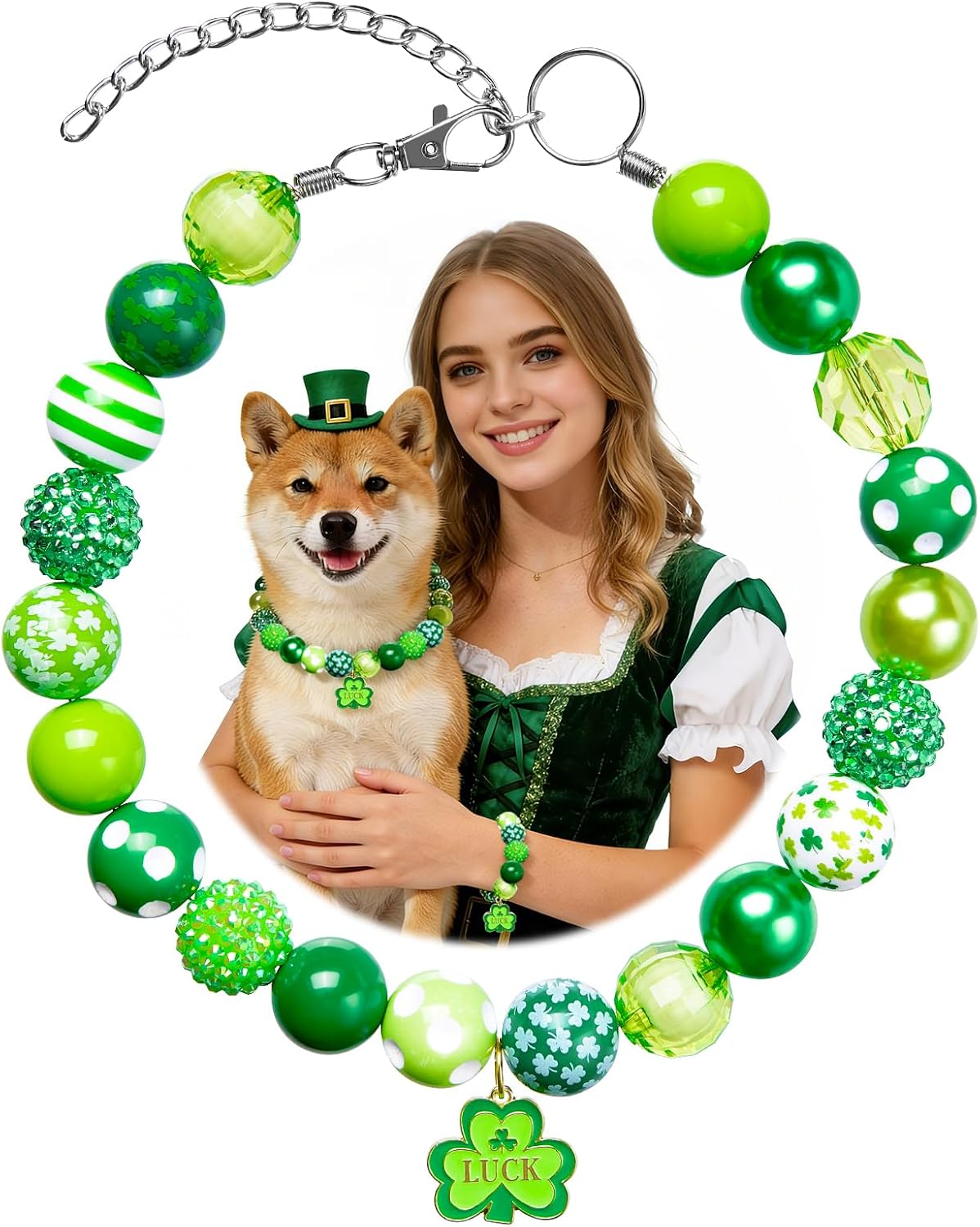 Evoonlyn brand holiday pet jewelry highlighting the removable festive charms