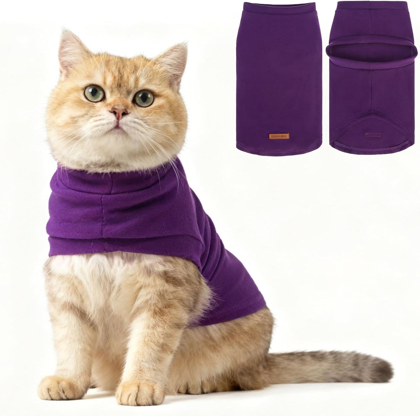 EXPAWLORER Plaid Cat Sweater - Pet Clothes Cat Puppy Vest Warm Fleece Hoodie for Cats, Fall and Cold Winter Coat Pullover Design, Buffalo Checked Sweatshirt Clothing Also for Small Dogs - Image 15