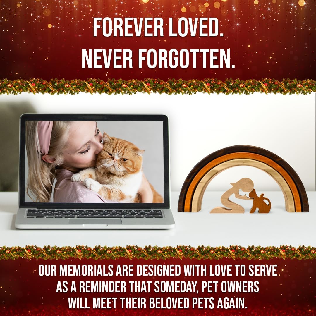 Capti handcrafted wood pet loss keepsake on a wooden shelf