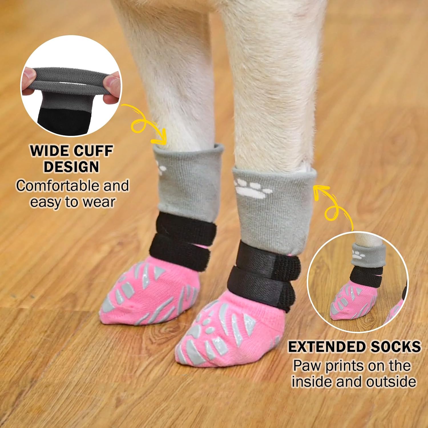 Scenereal dog socks with adjustable velcro straps