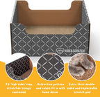 Cat inside Hide and Scratch cardboard lounge box