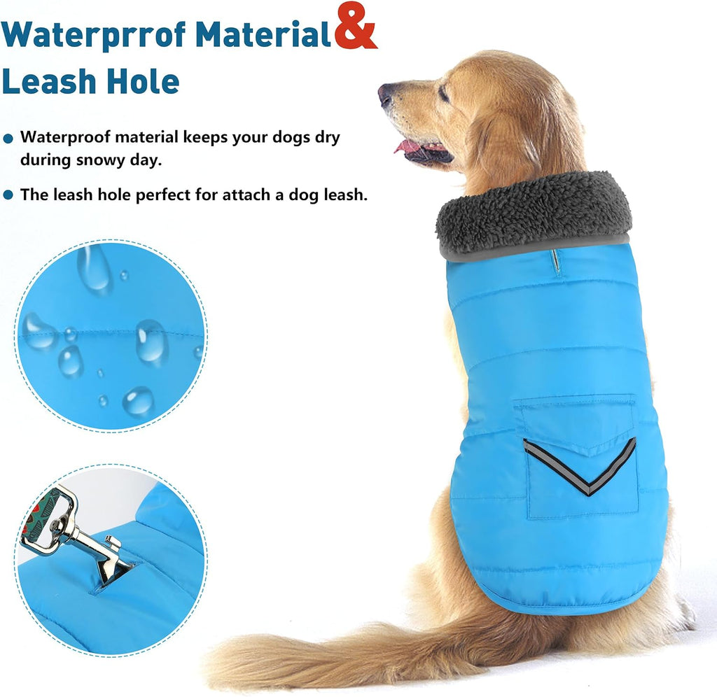 Petglad pet snow vest back view highlighting the functional utility pocket details