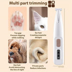 Grooming application showing safe trimming around a cat's ears and face.