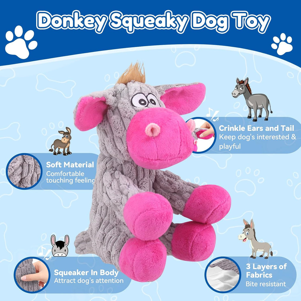 Close up view of the reinforced double stitched seams on the Loncoldy tough pet squeaker toy.