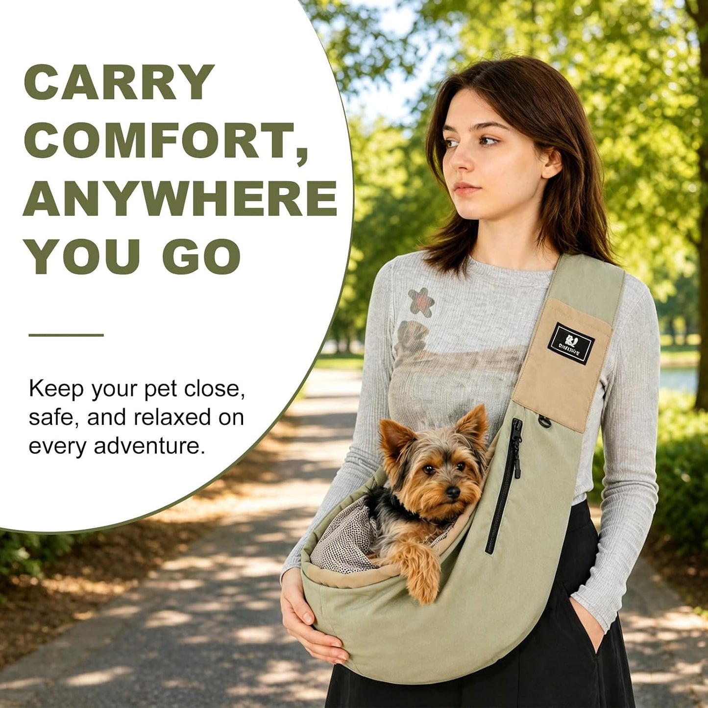 Safety clip detail inside Cuddlissimo! dog sling bag