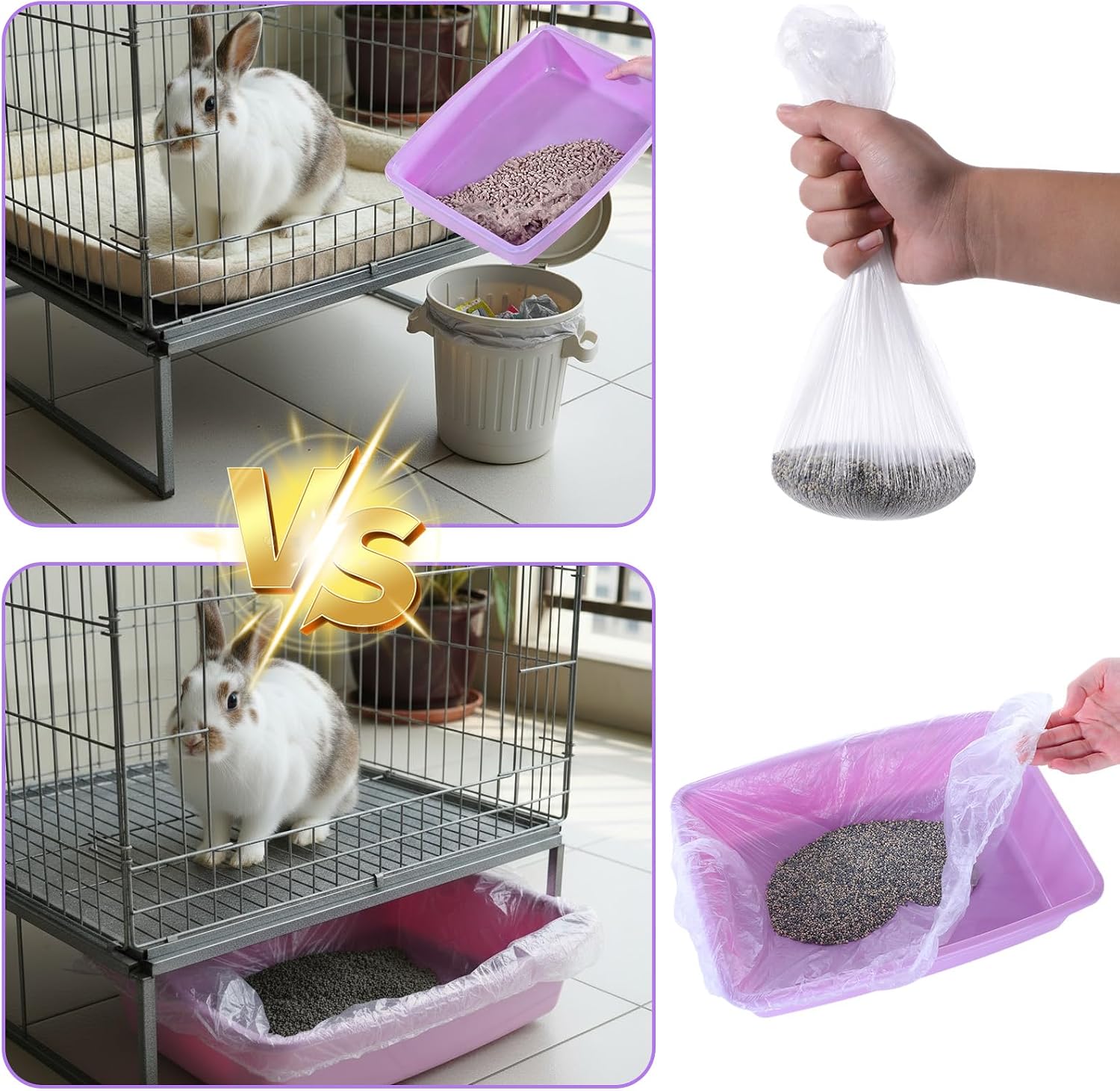 Litter box liner installed in a guinea pig habitat