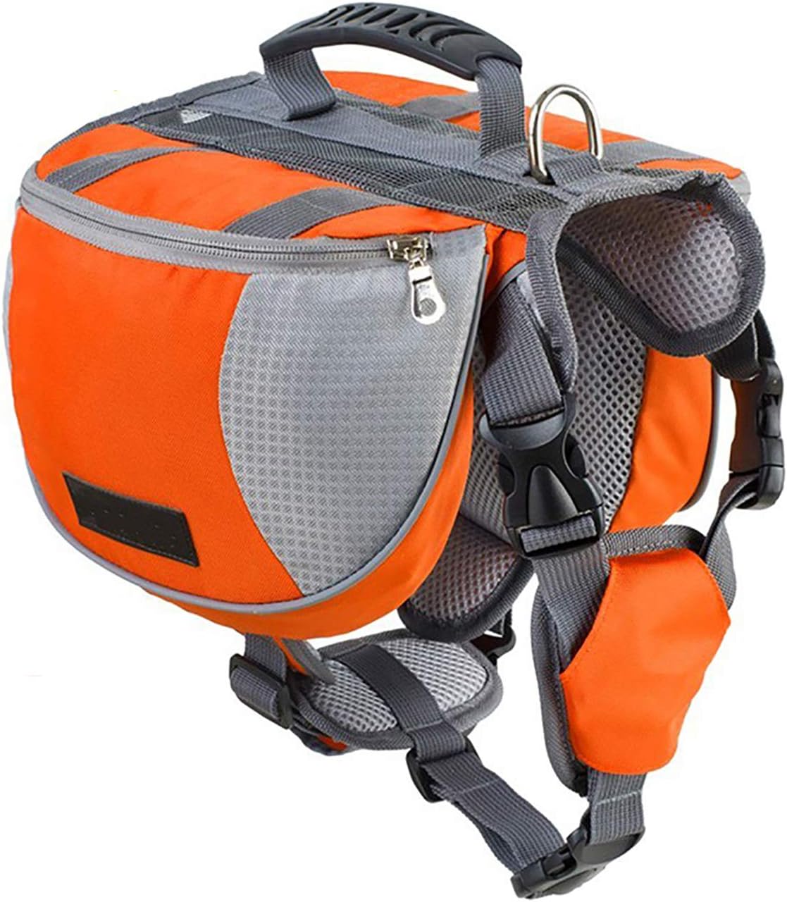 Lifeunion adjustable dog backpack front view in vibrant orange color