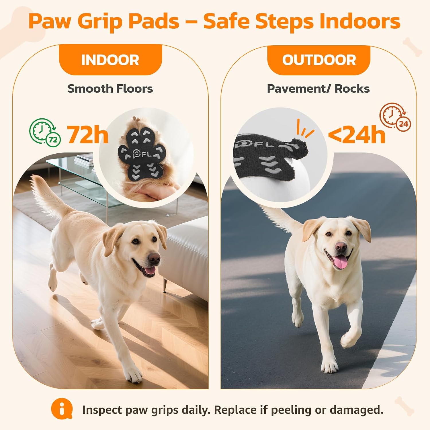 Comparison of traction with and without paw protector pads