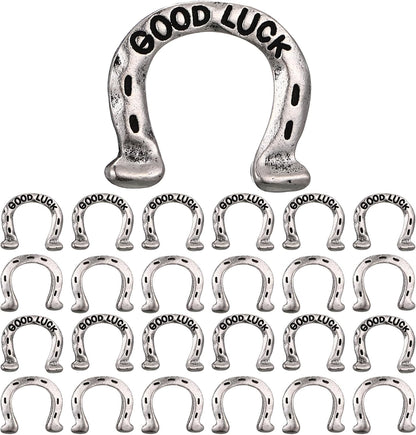 RoundFunny horseshoe good luck pocket token front view showing raised horseshoe design