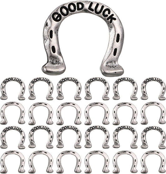 RoundFunny horseshoe good luck pocket token front view showing raised horseshoe design