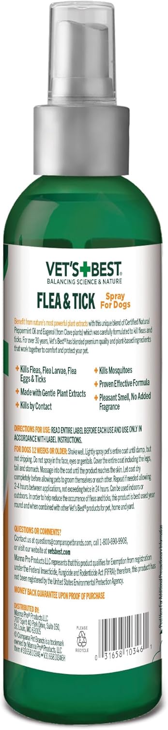 Vet's Best flea repellent spray bottle label details